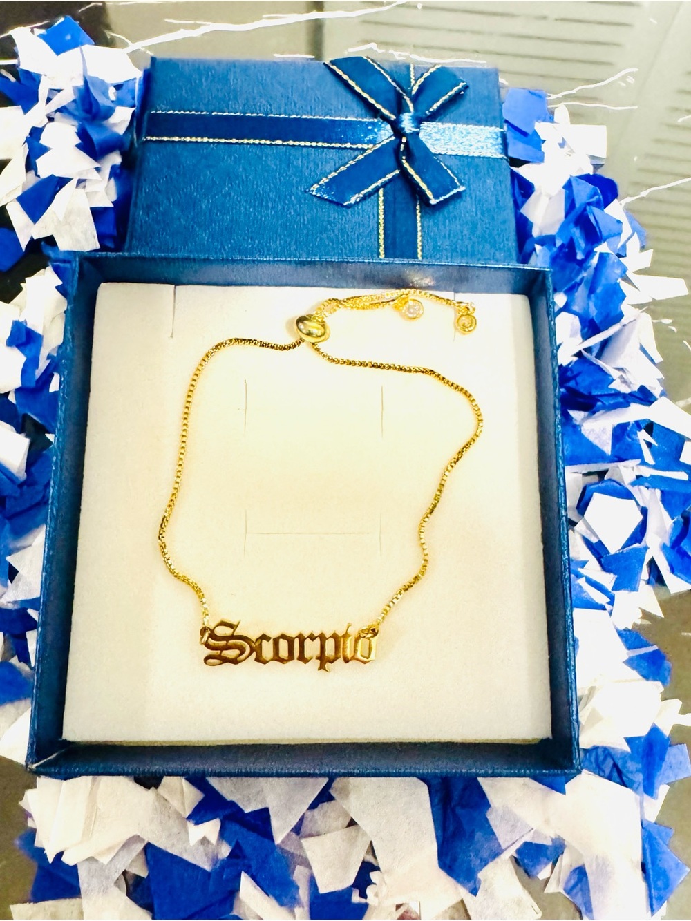 Gold Scorpio Script Bracelet for Women - Elegant Gold Zodiac Jewelry